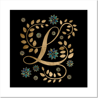 Luxury Golden Calligraphy Monogram with letter L Posters and Art